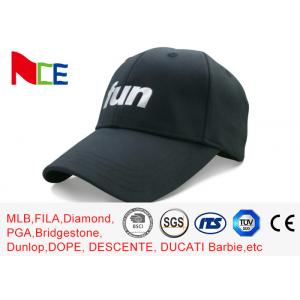 FUN 6 Panels Mens Sports Hats , Relaxed Black Cool Sports Fitted Caps