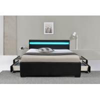 China Pu Faux Leather LED Upholstered Bed With Storage Drawer 12 Months Warranty on sale