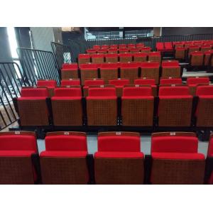 Red Wooden Armrest Automatic Bleachers / Fold Up Bleacher Seats H260mm Step