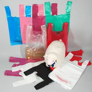 Plastic Grocery T Shirt Shopping Bags Plain White HDPE Material 12" X 6" X 21"
