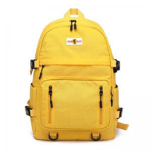 Unisex Yellow Soft Nylon Backpack With Top Handle Zipper Closure
