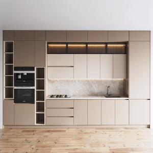 Beige Modern Contemporary EB Board Kitchen Cabinet With Sleek Design Customized