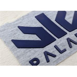 Heat Transfer Silicone Label , Embossed Logo PVC Rubber Patch For Garments