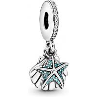 China PANDORA Jewelry Starfish and Sea Shell Dangle Cubic Zirconia Charm in Sterling Silver on sale