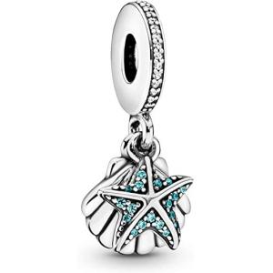 China PANDORA Jewelry Starfish and Sea Shell Dangle Cubic Zirconia Charm in Sterling Silver supplier