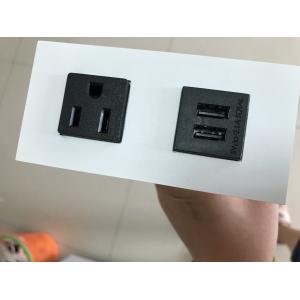 China Hidden Desktop Power Sockets With 1 Outlet / 2 USB Ports , Stainless steel Faceplates Tabletop Power Outlet supplier
