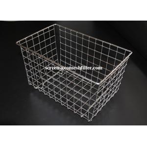 Customized 304 Stainless Steel Mesh Basket , Rectangular Metal Storage Basket