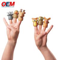 China Customized Plastic Animal Dinosaur Finger Toys OEM Woodland Character Finger Puppets Made Silicone Kid Toy on sale