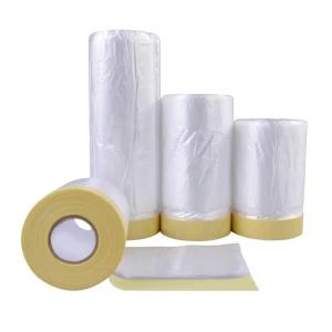 China HDPE Pre Taped Masking Film Indoor Outdoor Protective Plastic Film Paint Usage supplier