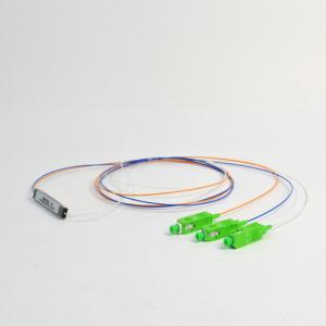 China 1 In 2 Out Fibre Optic Cable Splitter 1x2 PLC Mini Steel Tube 0.9mm SC/APC Connector supplier