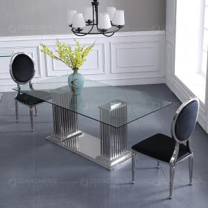 1.2mm 201 SS Dining Tables Tempered Glass Modern Room Furniture