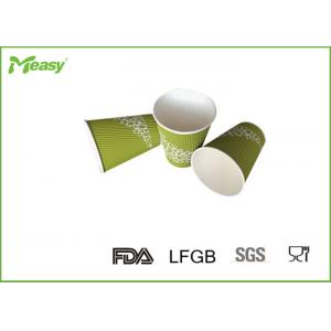 China 12oz Green Ripple Paper Cups , Paper Coffee Cups For Cafe , Hotel , Restaurant supplier