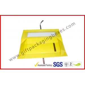 China Foldable Yellow Customized Gift Packaging Boxes With Big Window , Magnetic Flat Packing Gift Box supplier