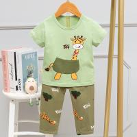 China Odor Resistant Soft Giraffe Print Pyjamas / Shorts Set Nightwear For 12 months Children on sale