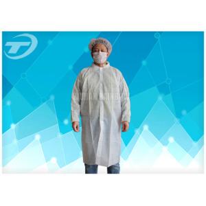 China Non - Woven Disposable Lab Coats With Velcro Fastening Soft And Breathable supplier