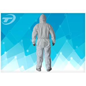 China Anti - Acid White Disposable Coverall Suit Microporous Film Laminated Fabric supplier