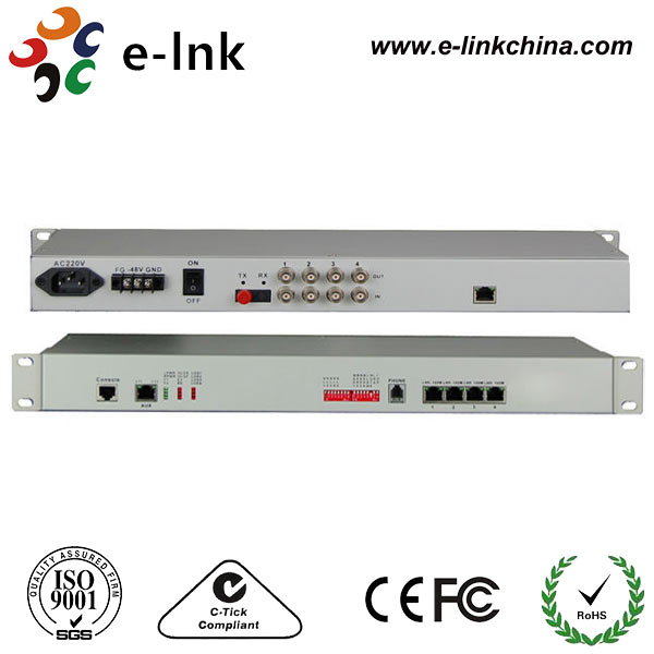 4E1 PDH Optical Multiplexer with 1FE Ethernet EOW Phone Console NMS 120km Transmission