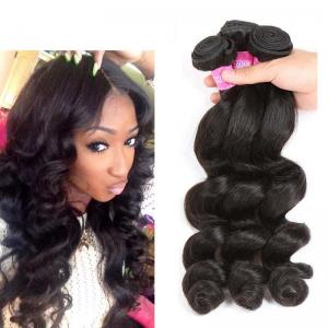 Grade 7A Virgin Peruvian Human Hair Weave Peruvian Loose Wave Color 1B