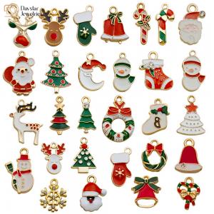 Gold Plated Enamel Christmas Charms For Jewelry Making Earrings Necklace Bracelet