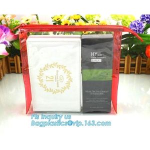 2.5 mil slider PVC bag, make-up packaged factory slider PVC cosmetics bag, Slider Closure Cosmetic Bottle Set Packing PV