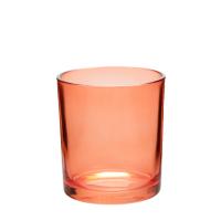 China Orange Cleaning Glass Wedding Candle Holders Round 330ML Volume on sale