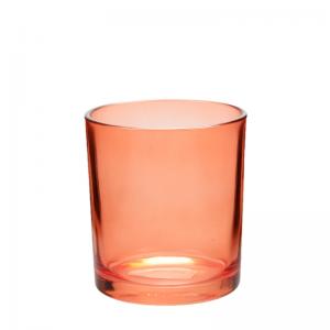 China Orange Cleaning Glass Wedding Candle Holders Round 330ML Volume supplier