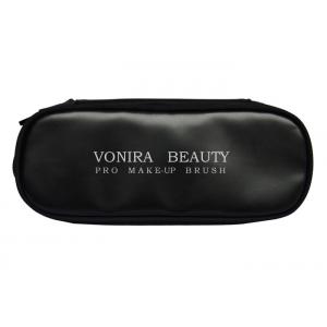 Professional Double Zippers Makeup Brush Bag Large Capacity Black Cosmetics Holder
