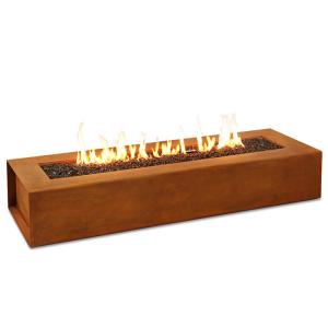 Gas Propane Heating Corten Steel Fire Pit 1200 X 600 X 320mm Courtyard Decoration