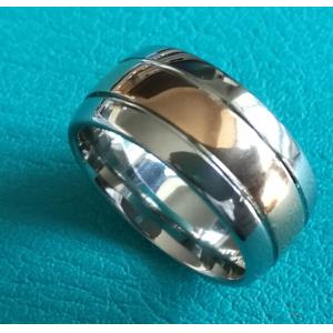 10mm Shiny Center Rose Gold Plating Grooves Dome Cobalt Chrome Wedding Band Ring
