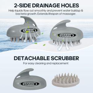 China Gray Interchangeable Scalp Scrub Brush With 3 Hardness Levels wholesale