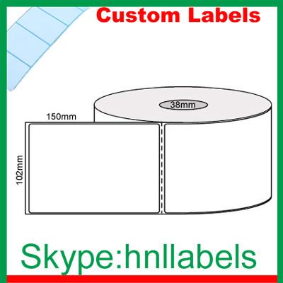 Custom Thermal Label 102mmX150mm/1 Plain D/Thermal Roll Perm, Perfs, 400Lpr,