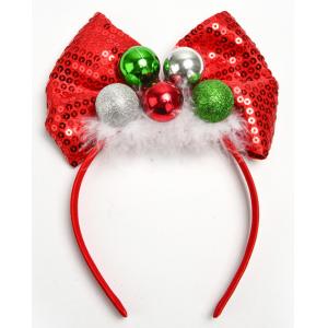 China Portable Girls Holiday Hair Accessories , Party Christmas Bow Headband supplier