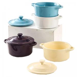 China Mini Stoneware Ceramic Oven Bowl Pot For Creme Brulee Cake Oven supplier