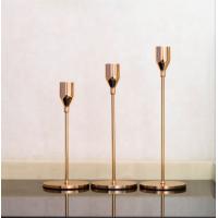 China Wholesale simple 3 piece set rose gold metal candlestick holder for home wedding decoration on sale