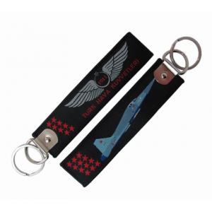 China Business Gift Embroidered Keychain Tag  Twill Fabric Woven Keychain supplier
