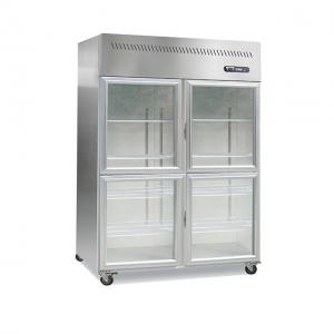 China 1000L 2 Or 4 Glass Doors Upright Kitchen Display Freezer Fridge Stainless Steel Material supplier