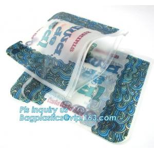 China No-toxic clear transparent pvc slider custom logo zipper bag, bag with slider nice plastic garment bag, slider zipper supplier