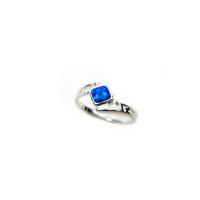 China Sterling Sliver 925 Ancient Greek  Meander Key Modern Fire Rainbow Blue  Opal Engagement Ring on sale