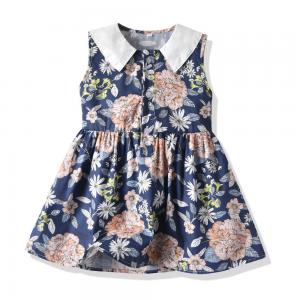 Summer Children's Clothing Children's Vintage Dress Sleeveless Doll Collar Floral Dress