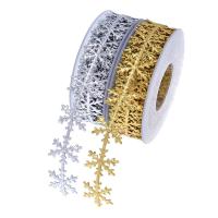 China 25mm Ultrasonic Snow Ribbon For Christmas Tree Silver Gold Color on sale