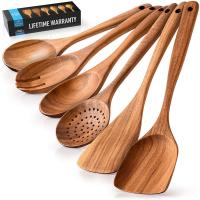 China Non Stick Bamboo Wooden Spatula Kitchen Cooking 6 Pieces on sale