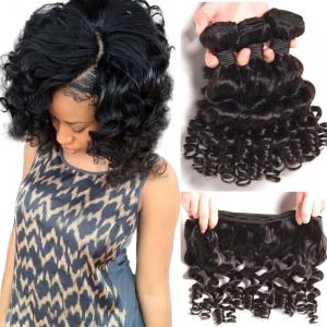 Brazilian Bouncy Curly Hair Bundles Human Hair Weave Remy Hair Extensions Natural Color