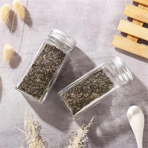 Square Glass 4 Oz Spice Shakers Salt Pepper Storage Seasoning Shaker With Lid
