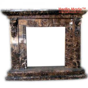 Fireplaces - Spain Dark Emperador Marble Carved Design Fireplaces Customised - HestiaMade