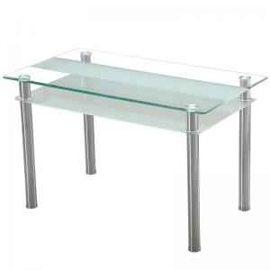 Rectangular Glass Dining Table With Aluminium Tube Legs 125×70×76CM