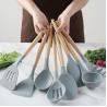China Non Toxic 12 Piece Silicone Cooking Utensil Set With Wood Handle wholesale