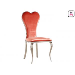 Velvet Gold / Silver / Chrome Stainless Steel Restaurant Chairs With Red Heart Back