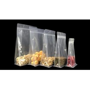 China Custom Transparent Peanut Nuts Grain Tea Pouch Ziplock Food Packaging Bags Flat Bottom Pouch With Zipper wholesale