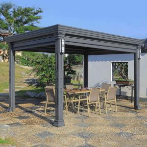 IP67 Aluminum Retractable Pergola Metal Frame Imitation Wood Grain Forest Garden Landscape Pavilion