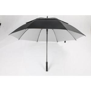 Custom Large Black Golf Umbrella , Wind Resistant Extra Long Golf Umbrella